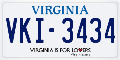 VA license plate VKI3434