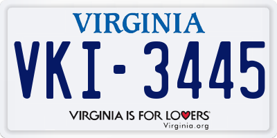VA license plate VKI3445