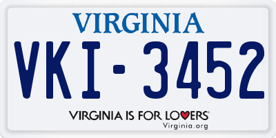 VA license plate VKI3452
