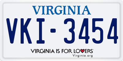 VA license plate VKI3454