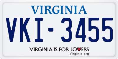 VA license plate VKI3455