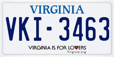 VA license plate VKI3463