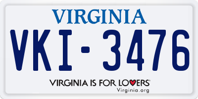 VA license plate VKI3476