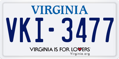VA license plate VKI3477