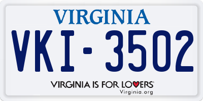 VA license plate VKI3502