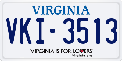VA license plate VKI3513