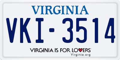 VA license plate VKI3514