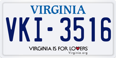 VA license plate VKI3516