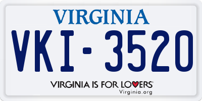 VA license plate VKI3520