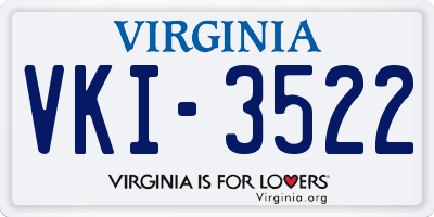VA license plate VKI3522
