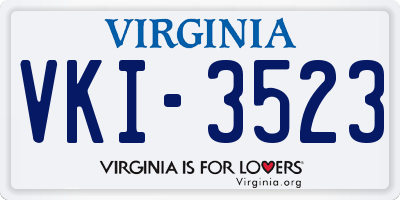 VA license plate VKI3523