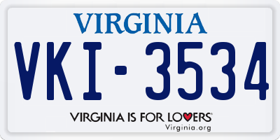 VA license plate VKI3534