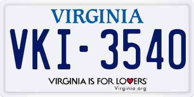 VA license plate VKI3540