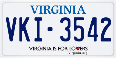 VA license plate VKI3542
