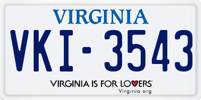 VA license plate VKI3543