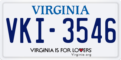 VA license plate VKI3546