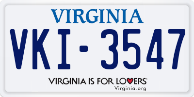 VA license plate VKI3547