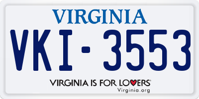 VA license plate VKI3553