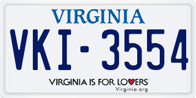 VA license plate VKI3554