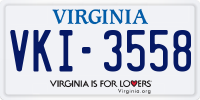 VA license plate VKI3558