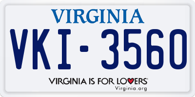VA license plate VKI3560