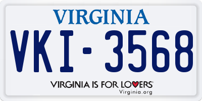 VA license plate VKI3568