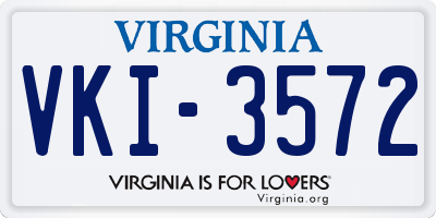 VA license plate VKI3572