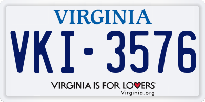 VA license plate VKI3576