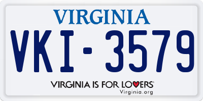 VA license plate VKI3579
