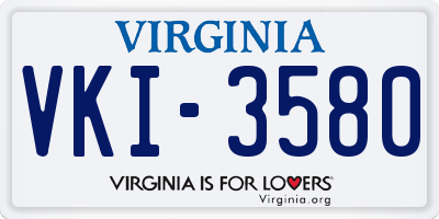VA license plate VKI3580