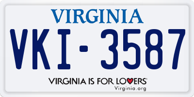 VA license plate VKI3587