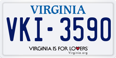 VA license plate VKI3590