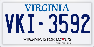 VA license plate VKI3592