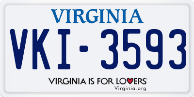 VA license plate VKI3593