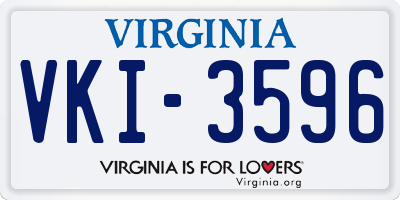 VA license plate VKI3596