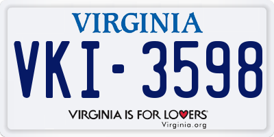 VA license plate VKI3598