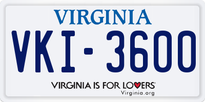 VA license plate VKI3600