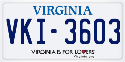 VA license plate VKI3603