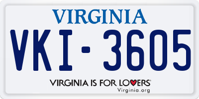 VA license plate VKI3605