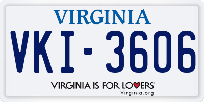 VA license plate VKI3606