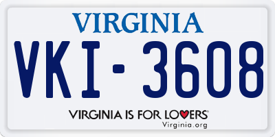 VA license plate VKI3608