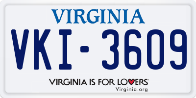 VA license plate VKI3609