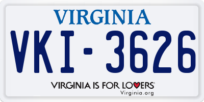 VA license plate VKI3626