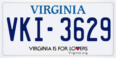 VA license plate VKI3629