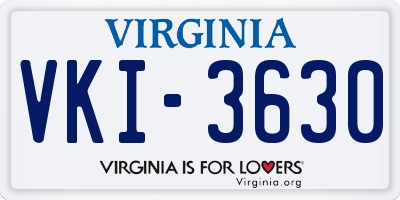VA license plate VKI3630