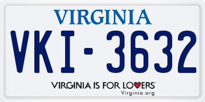 VA license plate VKI3632