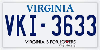 VA license plate VKI3633