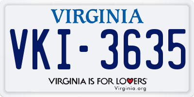 VA license plate VKI3635