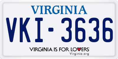 VA license plate VKI3636