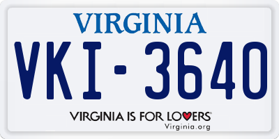VA license plate VKI3640